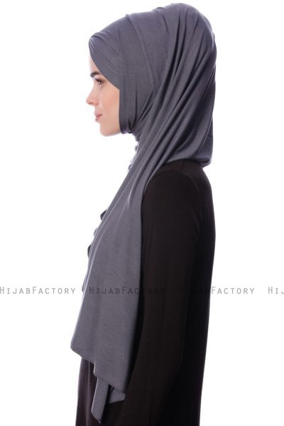 Eslem - Mørkegrå Pile Jersey Hijab - Ecardin