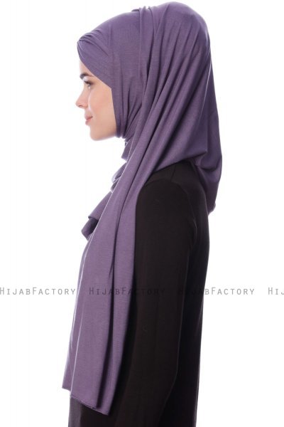 Eslem - Mørk Lilla Pile Jersey Hijab - Ecardin