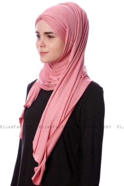 Eslem - Mørkrosa Pile Jersey Hijab - Ecardin