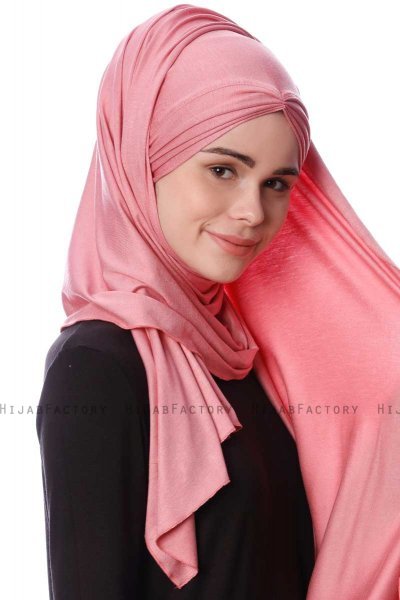 Eslem - Mørkrosa Pile Jersey Hijab - Ecardin