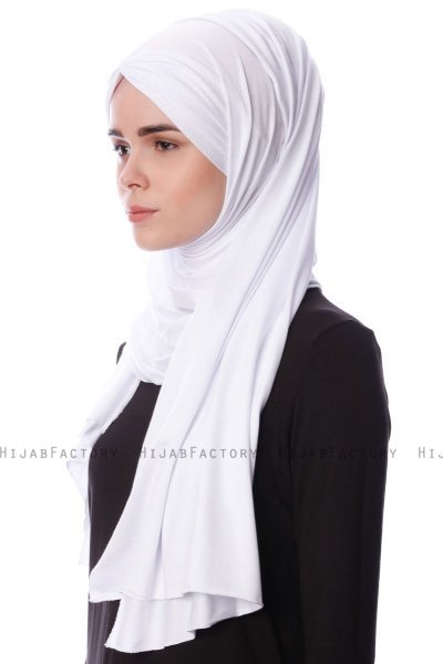 Eslem - Hvid Pile Jersey Hijab - Ecardin