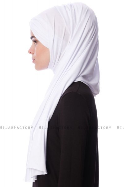 Eslem - Hvid Pile Jersey Hijab - Ecardin
