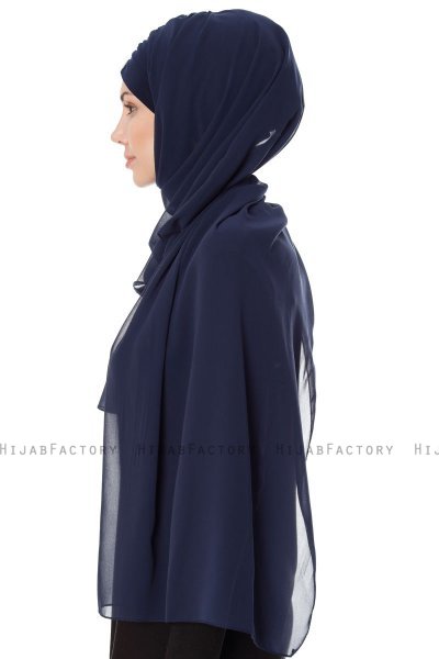 Evren - Marine Blå Chiffon Hijab