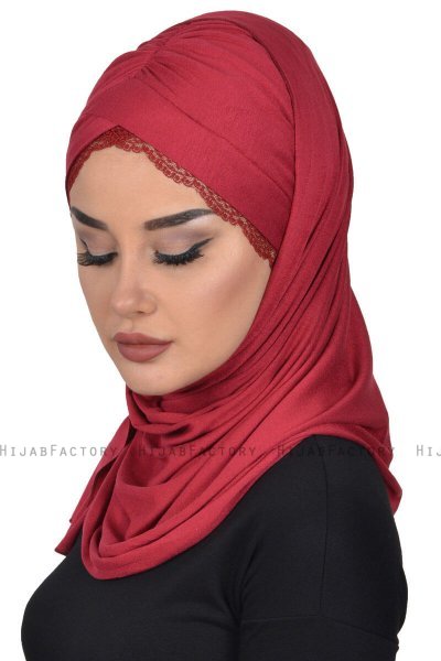 Filippa - Bordeaux Praktisk Bumuld Hijab - Ayse Turban