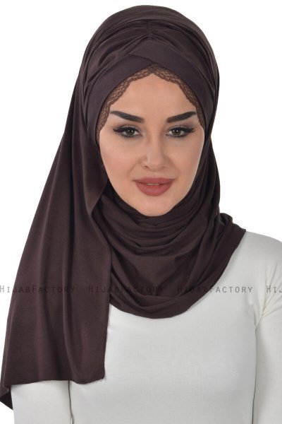 Filippa - Brun Praktisk Bumuld Hijab - Ayse Turban
