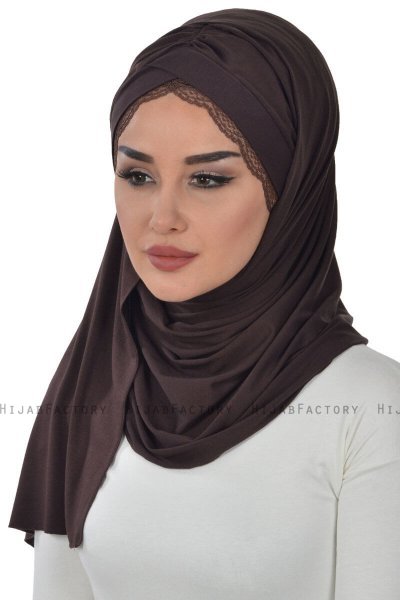 Filippa - Brun Praktisk Bumuld Hijab - Ayse Turban