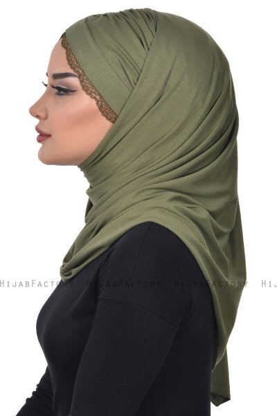 Filippa - Khaki Praktisk Bumuld Hijab - Ayse Turban
