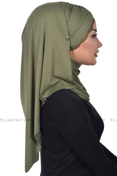 Filippa - Khaki Praktisk Bumuld Hijab - Ayse Turban