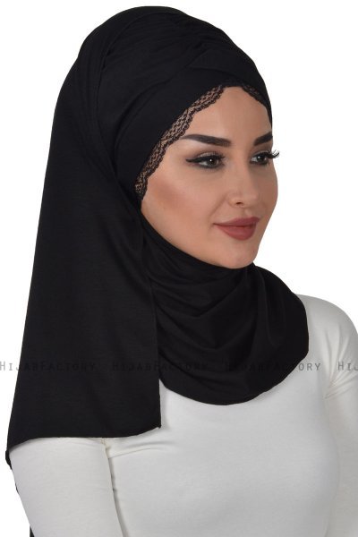 Filippa - Sort Praktisk Bumuld Hijab - Ayse Turban