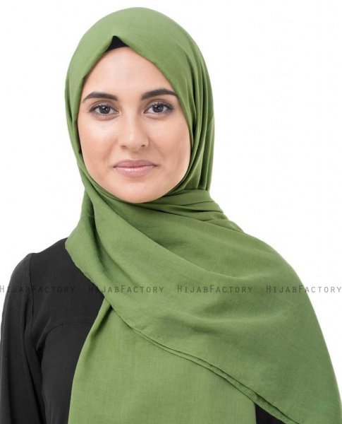 Forest Green Khaki Bomull Voile Hijab InEssence 5TA69a