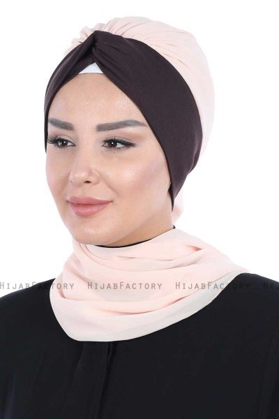 Gill - Beige & Brun Praktisk Hijab