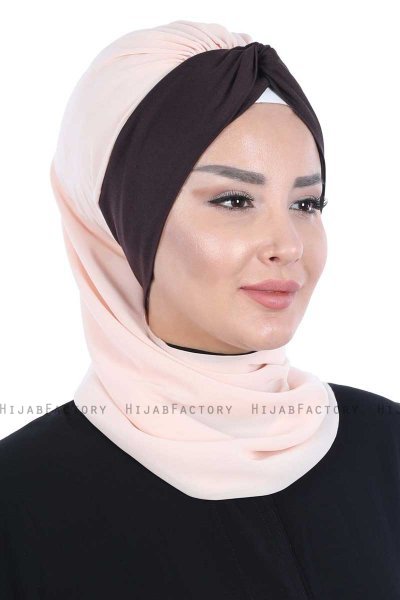 Gill - Beige & Brun Praktisk Hijab
