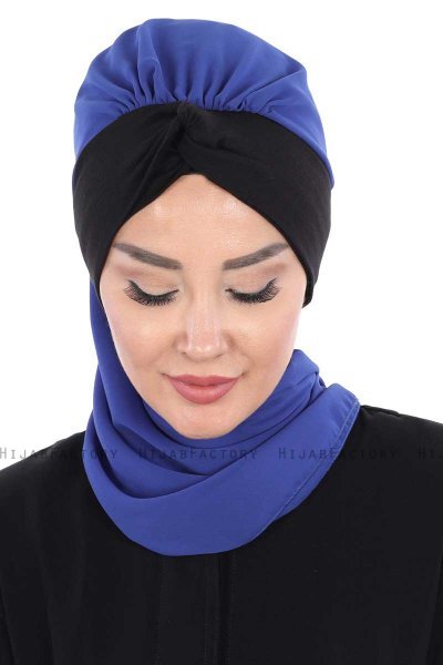 Gill - Blå & Sort Praktisk Hijab