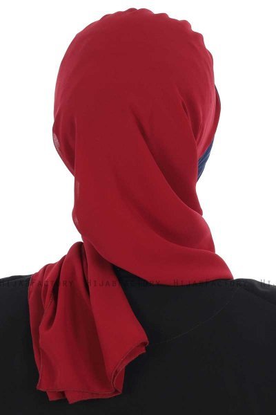 Gill - Bordeaux & Marine Blå Praktisk Hijab