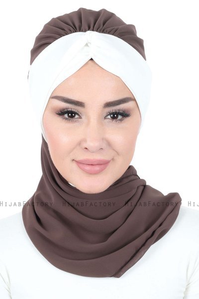 Gill - Brun & Creme Praktisk Hijab