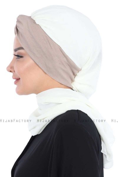 Gill - Creme & Taupe Praktisk Hijab