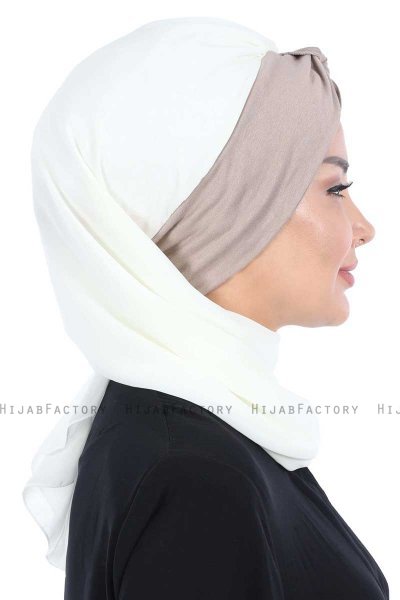 Gill - Creme & Taupe Praktisk Hijab