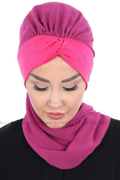 Gill - Fuchsia & Fuchsia Praktisk Hijab