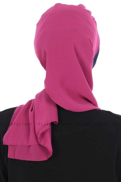 Gill - Fuchsia & Marine Blå Praktisk Hijab