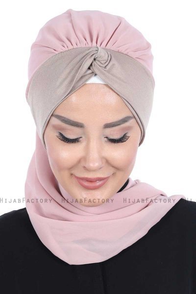 Gill - Gammelrosa & Taupe Praktisk Hijab