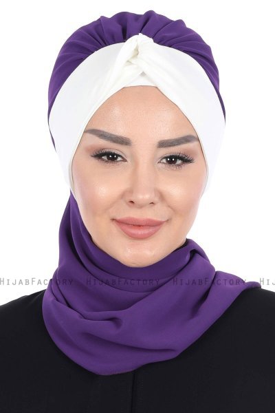 Gill - Lilla & Creme Praktisk Hijab