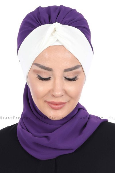 Gill - Lilla & Creme Praktisk Hijab