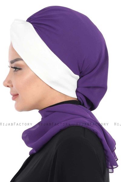 Gill - Lilla & Creme Praktisk Hijab