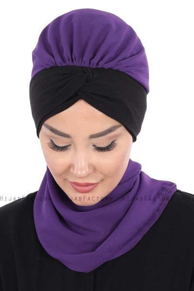 Gill - Lilla & Sort Praktisk Hijab