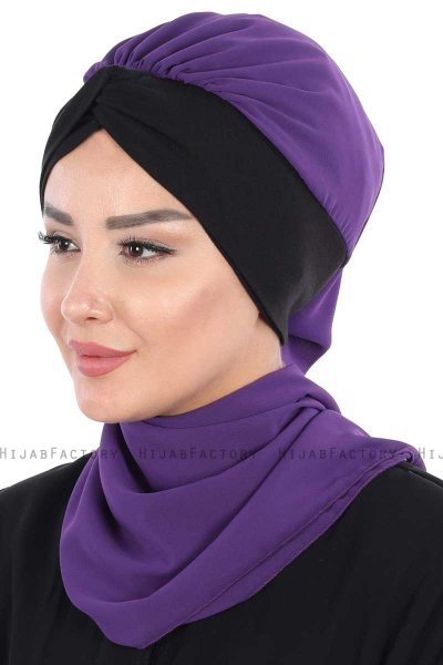 Gill - Lilla & Sort Praktisk Hijab
