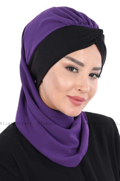 Gill - Lilla & Sort Praktisk Hijab