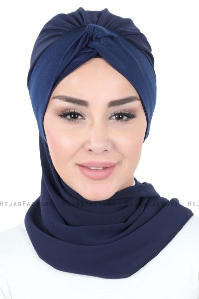 Gill - Marine Blå & Marine Blå Praktisk Hijab