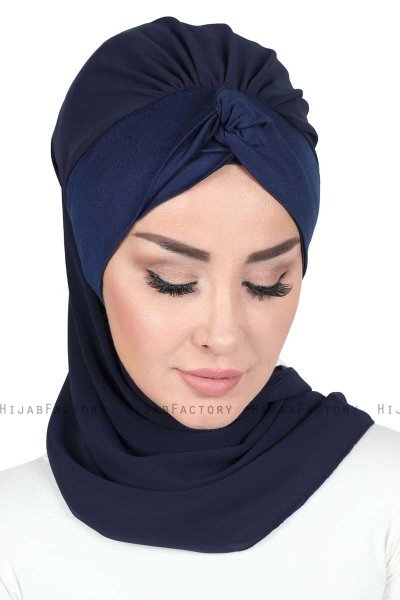 Gill - Marine Blå & Marine Blå Praktisk Hijab