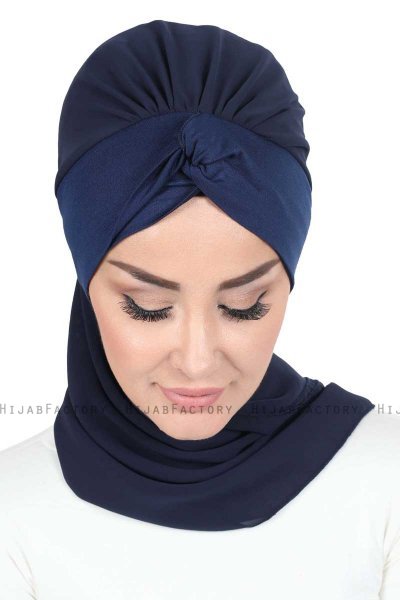 Gill - Marine Blå & Marine Blå Praktisk Hijab