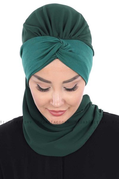 Gill - Mørkegrøn & Mørkegrøn Praktisk Hijab