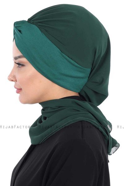 Gill - Mørkegrøn & Mørkegrøn Praktisk Hijab