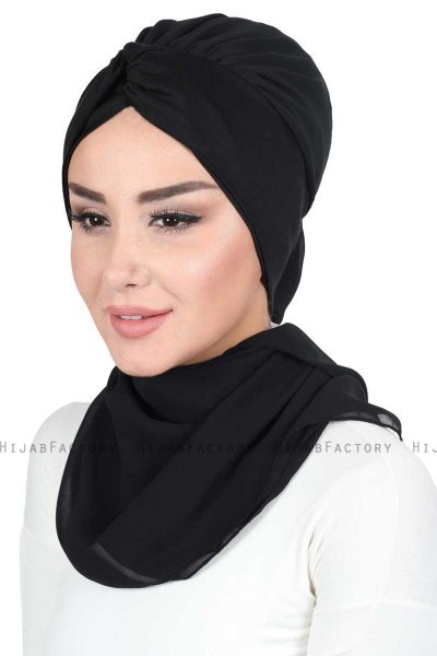 Gill - Sort & Sort Praktisk Hijab