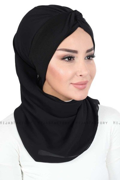 Gill - Sort & Sort Praktisk Hijab