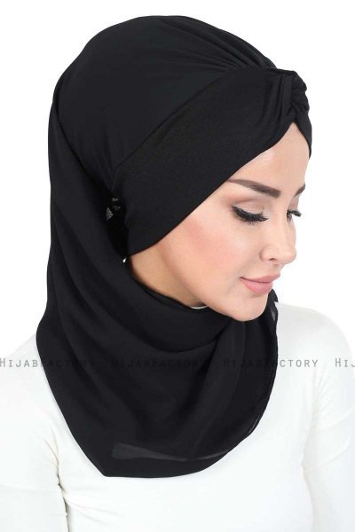 Gill - Sort & Sort Praktisk Hijab