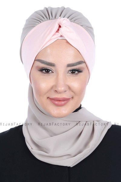 Gill - Taupe & Gammelrosa Praktisk Hijab