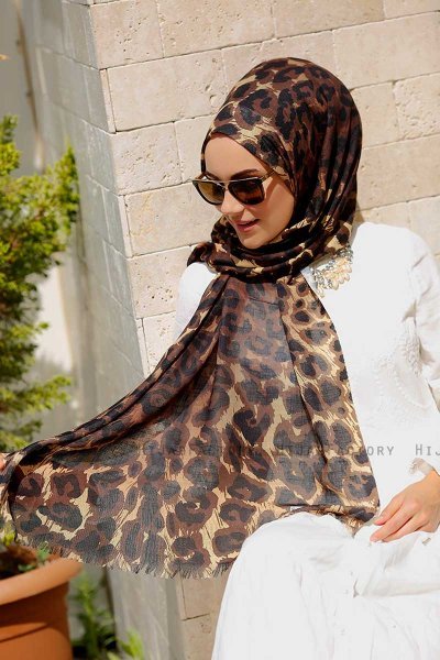 Gizala - Leopard Mønstrede Hijab - Sal Evi