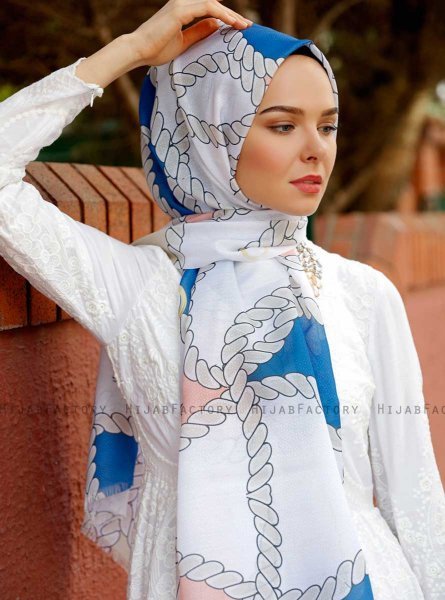 Dahab - Blå Mønstrede Hijab - Sal Evi
