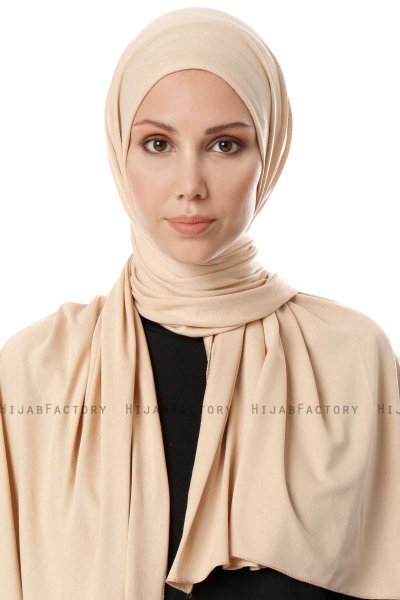 Hande - Beige Bomuld Hijab - Gülsoy