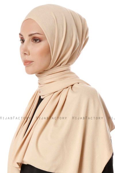 Hande - Beige Bomuld Hijab - Gülsoy