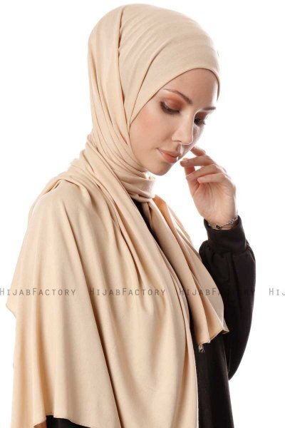 Hande - Beige Bomuld Hijab - Gülsoy
