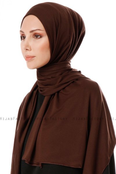 Hande - Mørkebrun Bomuld Hijab - Gülsoy