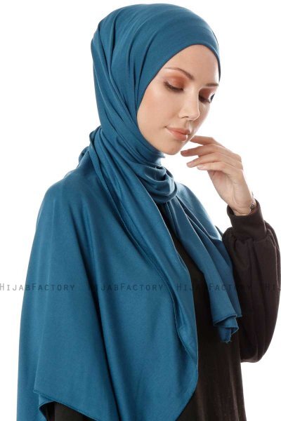 Hande - Petrolblå Bomuld Hijab - Gülsoy