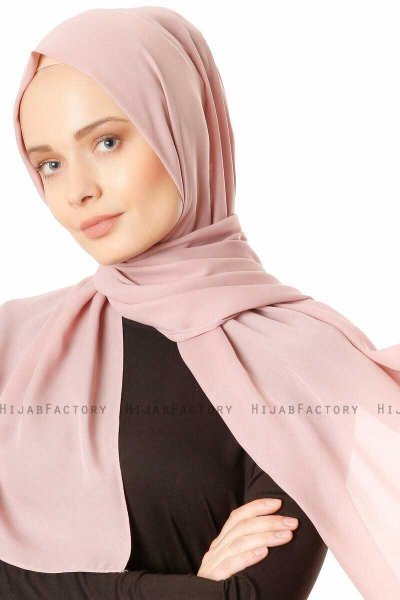 Hazal - Gammelrosa Crepe Hijab - Ecardin