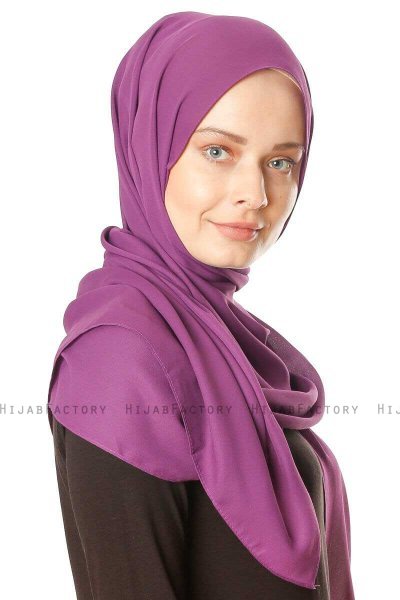 Hazal - Lilla Crepe Hijab - Ecardin