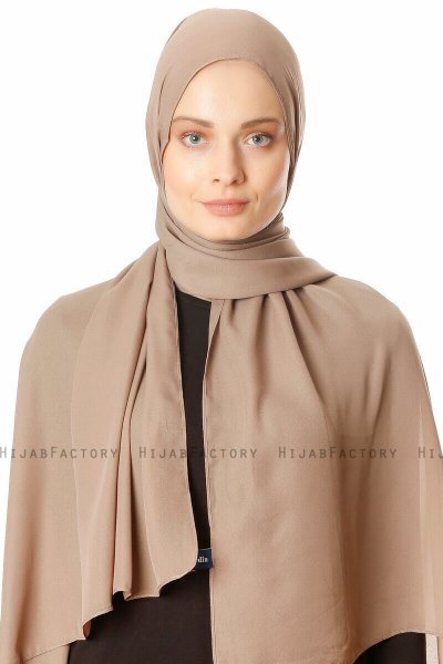 Hazal - Taupe Crepe Hijab - Ecardin