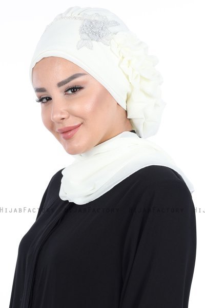 Hillevi - Creme Chiffon Instant Turban